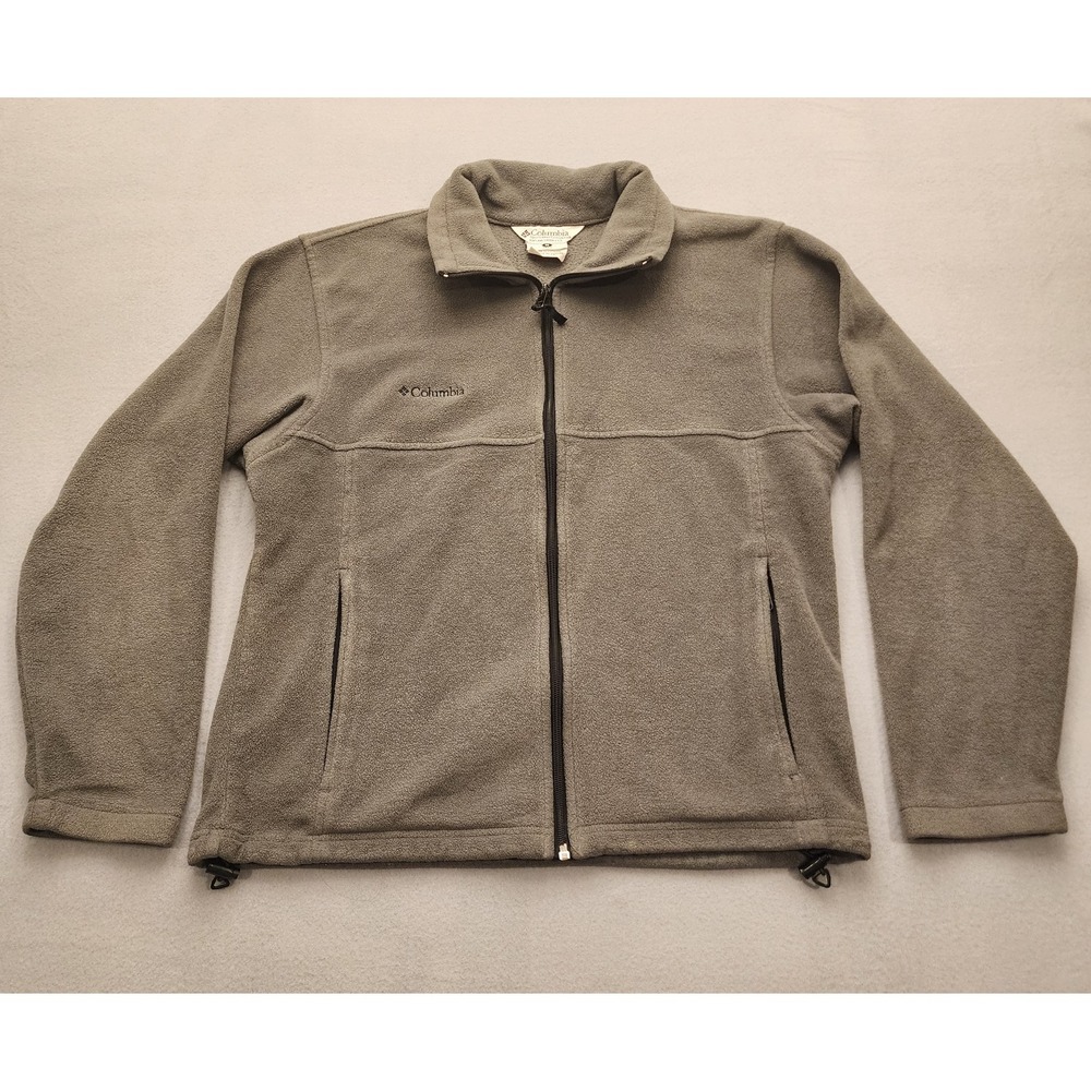 Columbia Fleece‎ Jacket Men's Medium Gray Full Zip Outdoor Hiking Lightweight